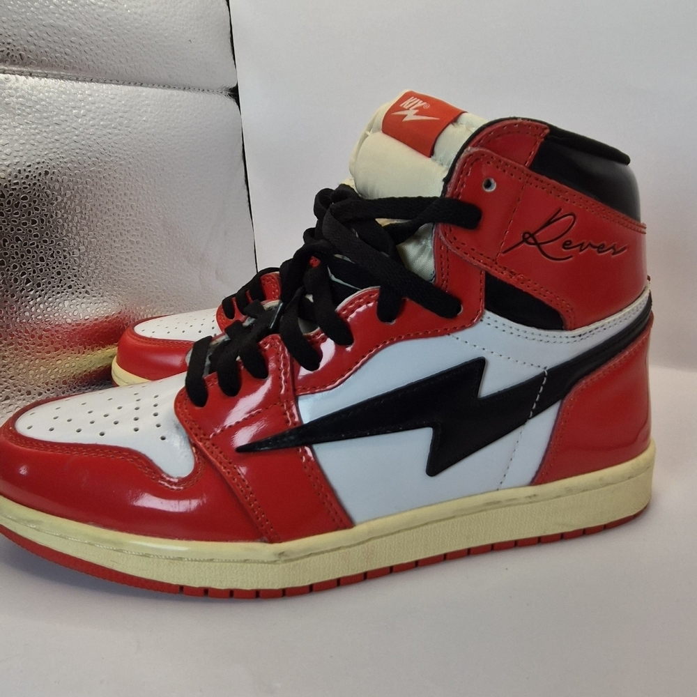 Vans High-Top Sneakers in Red, White & Black